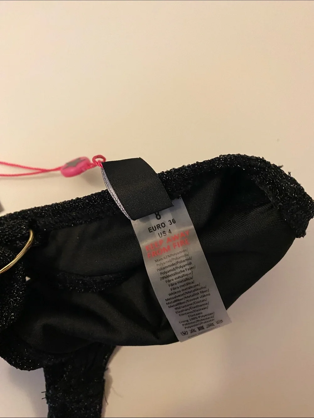 South Beach Bikini Top Black Sparkle Size 8